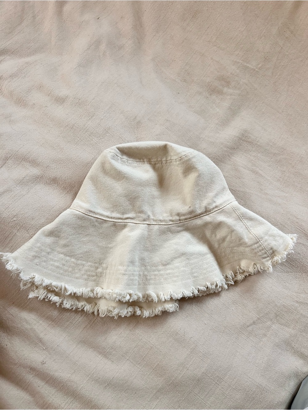 Anthropology Cream Frayed-Edge Sun Hat